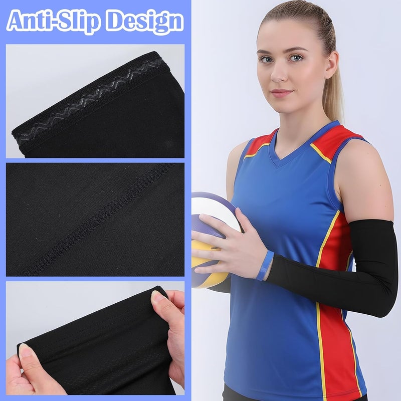 Telooco Volleyball Arm Sleeves Youth Girls Black Compression Sleeve Volleyball Arm Pads for Women Teen Girls Kids (M) - Image 3